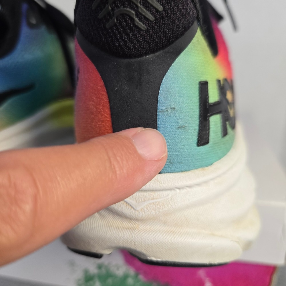 Hoka Clifton 9 Women 10B Running Shoes Black Multi Rainbow 1127896 BKML Tie Dye - Picture 5 of 10